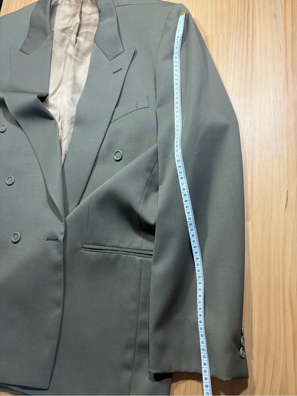 Double-Breasted Blazer in Olive Green W